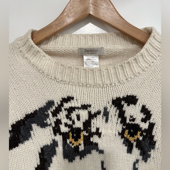 Bartolini Wool Cashmere Blend Cream Sweater with Graphic Design Size Large - Picture 3 of 8
